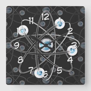 Wissenschafts-Aussenseiter-Atom-Symbol-Wanduhr Quadratische Wanduhr