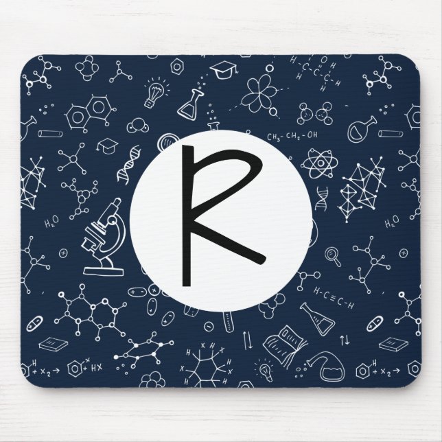 Wissenschafts- / Chemiemuster-Monogramm Mousepad (Vorne)