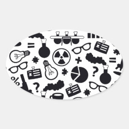 Wissenschafts-Musterschwarzes auf Weiß Ovaler Aufkleber
