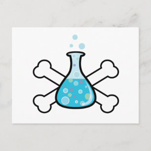 Wissenschafts-Nerd-Becher und Totenkopf-Design Postkarte