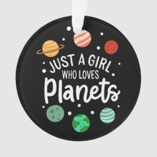 Wissenschafts-Nerd Weltraum-Mädchen, das Planeten Ornament
