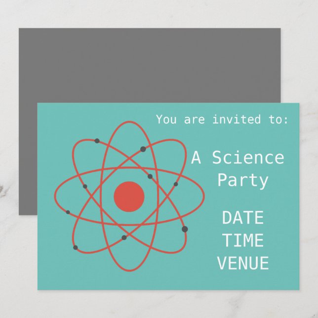 Wissenschafts-Partyatome und Physik Party Einladung (Vorne/Hinten)
