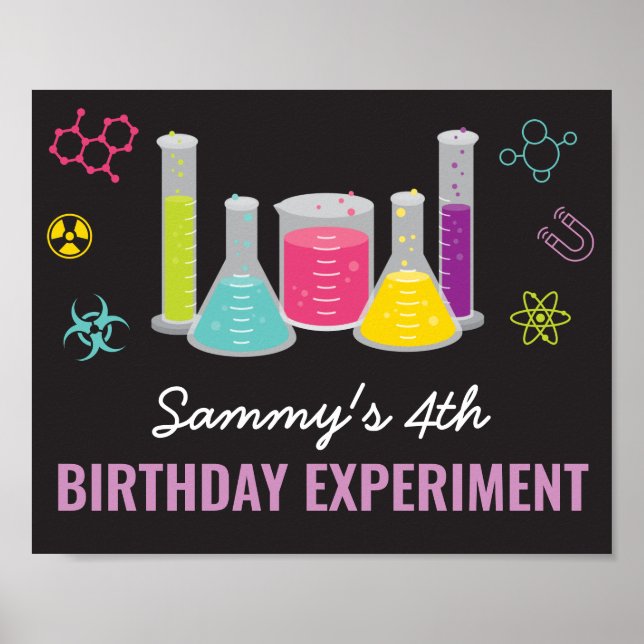 Wissenschaftsexperiment Begrüßungszeichen in Rosa Poster (Vorne)