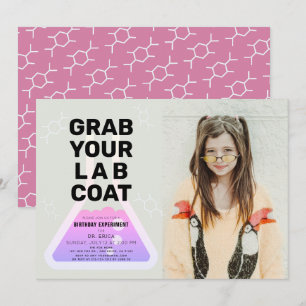 Wissenschaftsexperiment Flask Pink Girl Foto Gebur Einladung