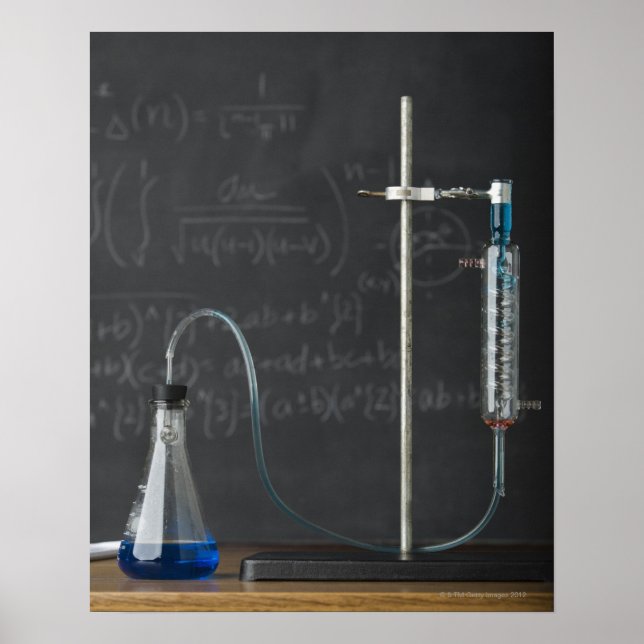 Wissenschaftsexperiment vor der Tafel Poster (Vorne)