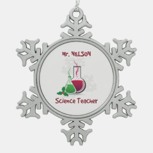 Wissenschaftslehrer, Experimente frohe Weihnachten Schneeflocken Zinn-Ornament