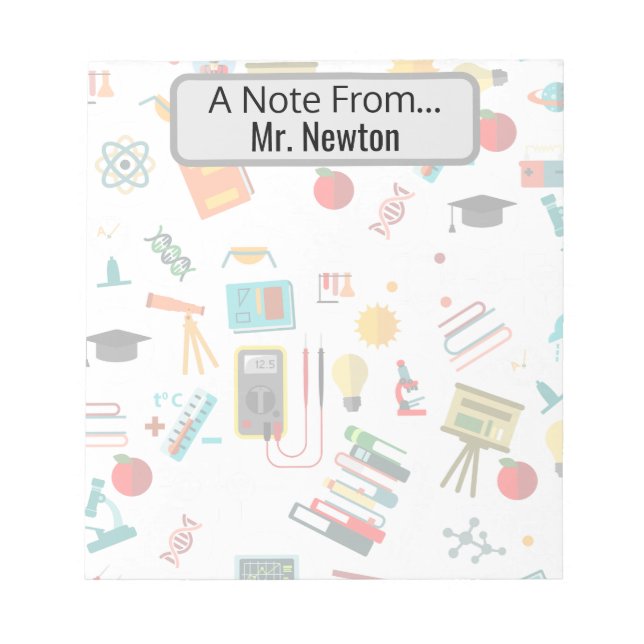 Wissenschaftslehrer Personalisierte Äpfelbücher Notizblock (Vorderseite)