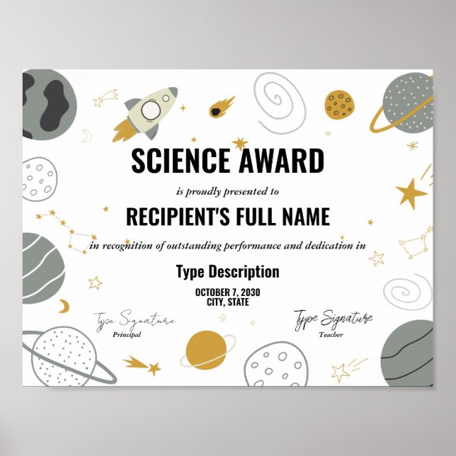 Wissenschaftspreis zum Thema "Weltraum" Poster (Vorne)