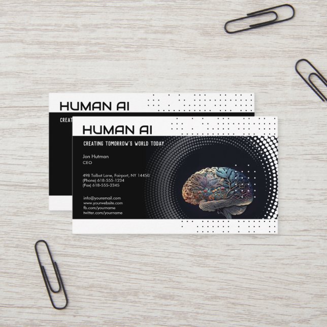Wissenschaftstechnologie | AI Engineer Visitenkarte (Vorderseite/Rückseite Beispiel)