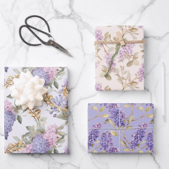 Wistaria-Packpapier Geschenkpapier Set (Vorderseite)