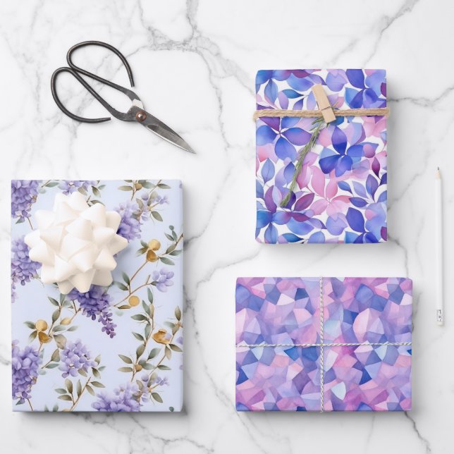 Wistaria-Packpapier Geschenkpapier Set (Vorderseite)