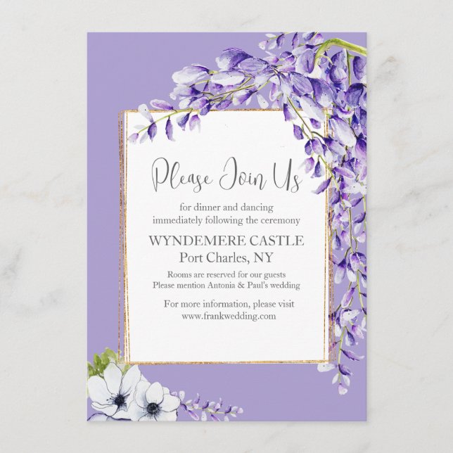 Wisteria Blooms Wedding Begleitkarte (Vorderseite)