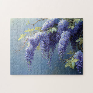 Wisteria-Blume über einem weichen, blauen Hintergr