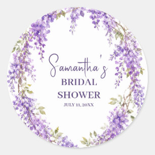 Wisteria-Blüten Lila Aquarell-Brautparty Runder Aufkleber