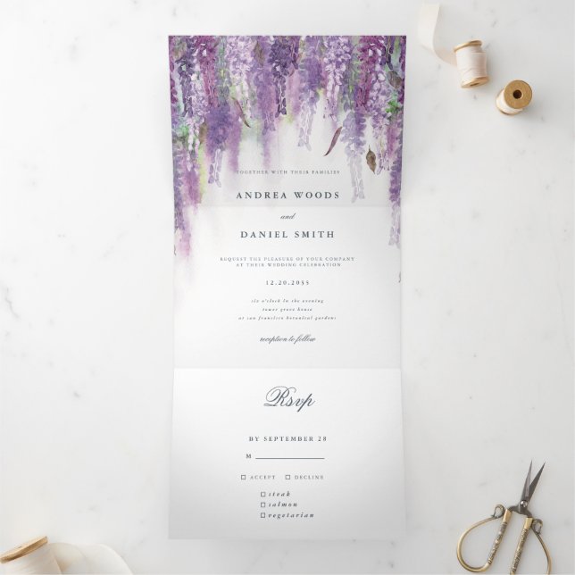 Wisteria Dreams Dreifach Gefaltete Einladung (Innenseite)