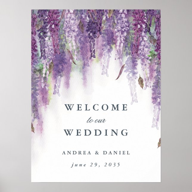 Wisteria dreams welcome wedding sign poster (Vorne)