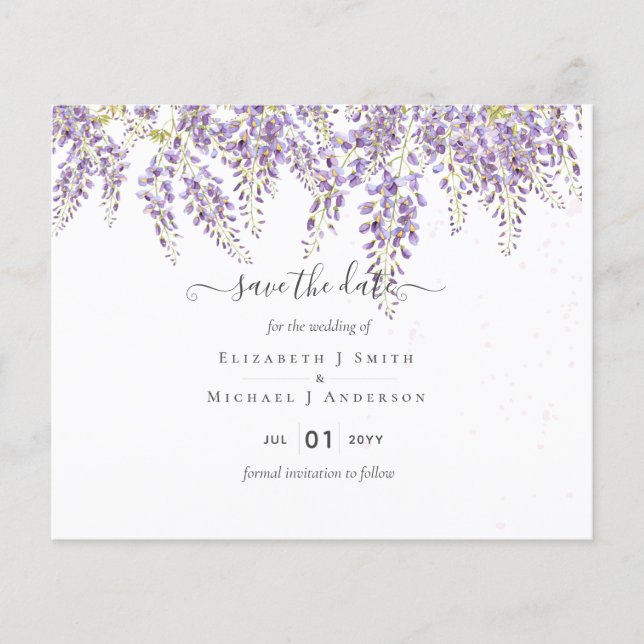 Wisteria Dusty Pink Wedding Rett Dates BUDGET Flyer (Vorne)