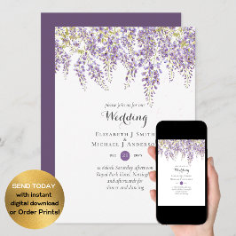 Wisteria Floral Garden Lavender Wedding Lila Einladung