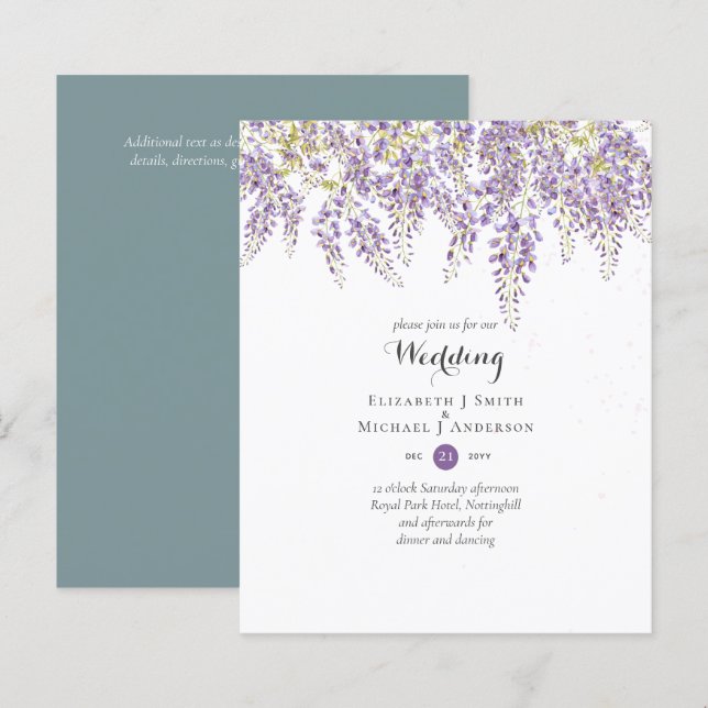 Wisteria Floral Garden Lavender Wedding Sage (Vorne/Hinten)