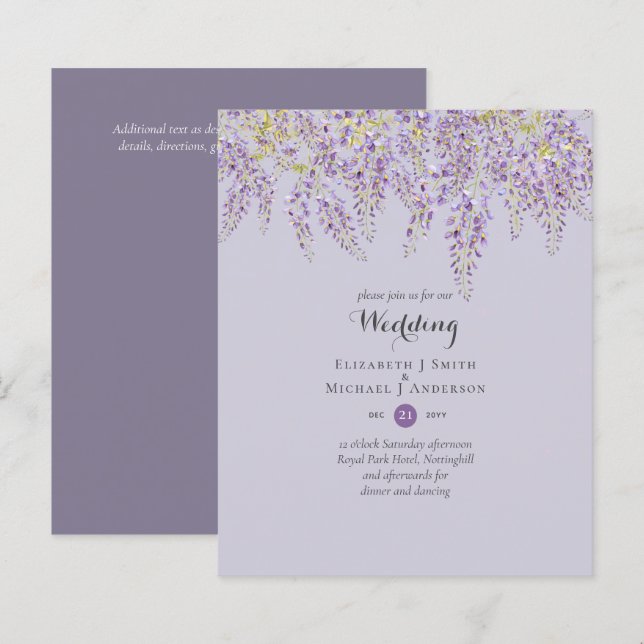 Wisteria Floral Garden Lila Hochzeit (Vorne/Hinten)