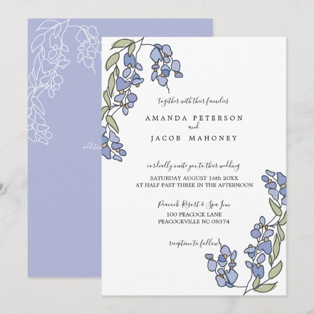 Wisteria Floral Wedding Einladungen von Hand (Vorne/Hinten)