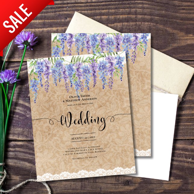 Wisteria Floral Wedding Rustic Kraft Lace BUDGET (Von Creator hochgeladen)