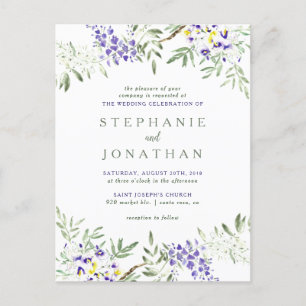 Wisteria Floral Wreath Wedding Einladungspostkarte