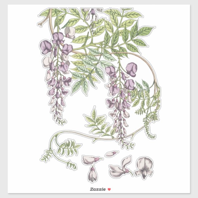 Wisteria Florals Crafting und Decoupage Aufkleber (Blatt)