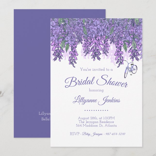 Wisteria Garden Invitation de douche nuptiale (Devant / Derrière)