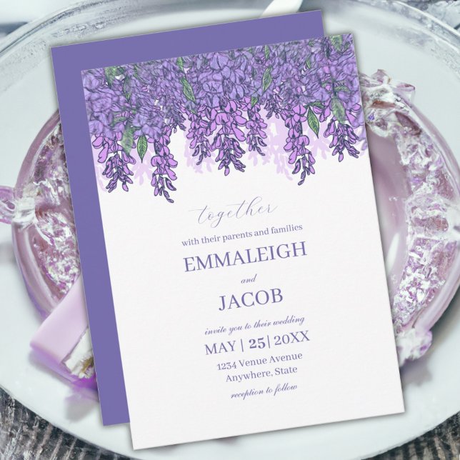Wisteria Garden Romantische Lila Hochzeit Einladung (Von Creator hochgeladen)