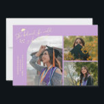 Wisteria Graduate She Believed Multi Photo Ankündigung<br><div class="desc">Modern and whimsical graduation announcement photo card featuring 3 photos on the front and 1 on the back. The text says "She believed she could so she did" with twinkling stars. Add the graduate's name,  information,  and message to personalize this card. Wisteria.</div>