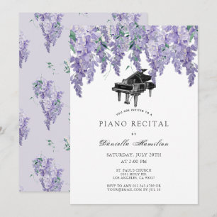 Wisteria Klavier Weiß Rezitations-Einladung Einladung