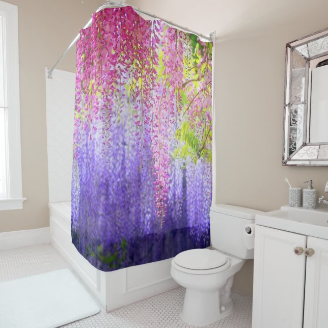 Wisteria Lavendel rosa weißer Duschvorhang (Beispiel)