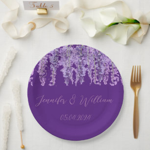 Wisteria Lila Blume Aquarell Blumenzwiebeln Pappteller