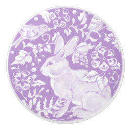 Wisteria Lila Bunny Rabbit Bird Woodanimal Keramikknauf