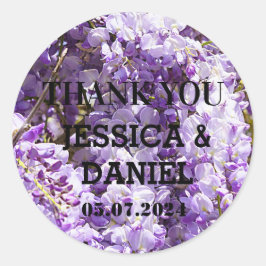 Wisteria Lila Floral Blossom Tremola Runder Aufkleber
