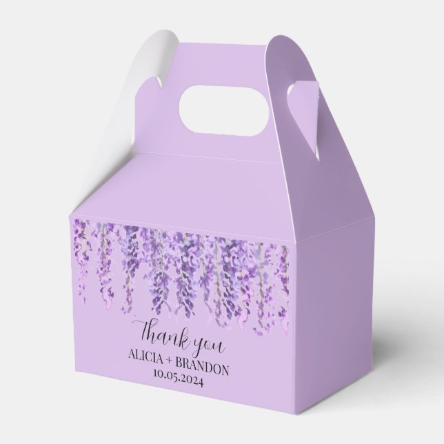 Wisteria Lila Floral Moderne Hochzeit Geschenkschachtel (Vorderseite)