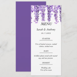 Wisteria Lila Floral Watercolor Hochzeit Menükarte