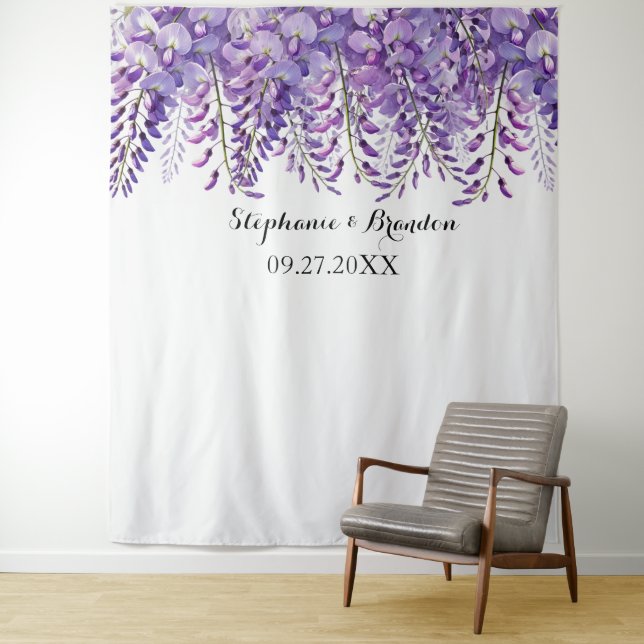 Wisteria Lila Floral Wedding Foto Stand Wandteppich (Beispiel)