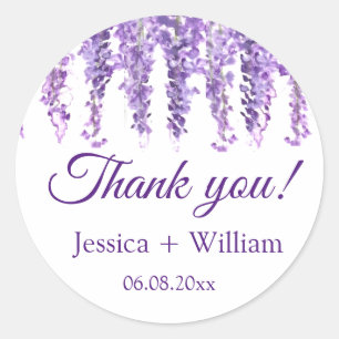 Wisteria Lila Hochzeit Danke Runder Aufkleber