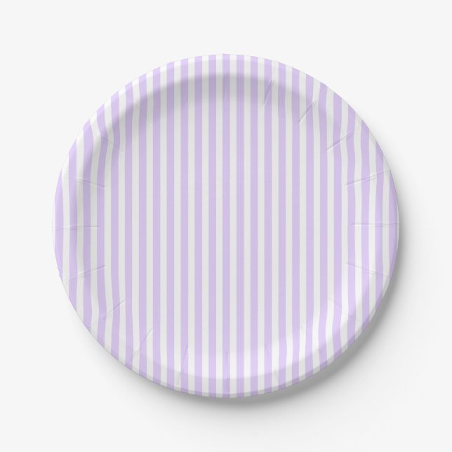 Wisteria Lilac Lavendel Orchid & White Strip Pappteller (Vorderseite)