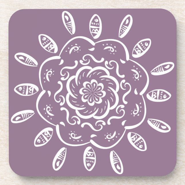Wisteria Mandala Getränkeuntersetzer (Vorderseite)