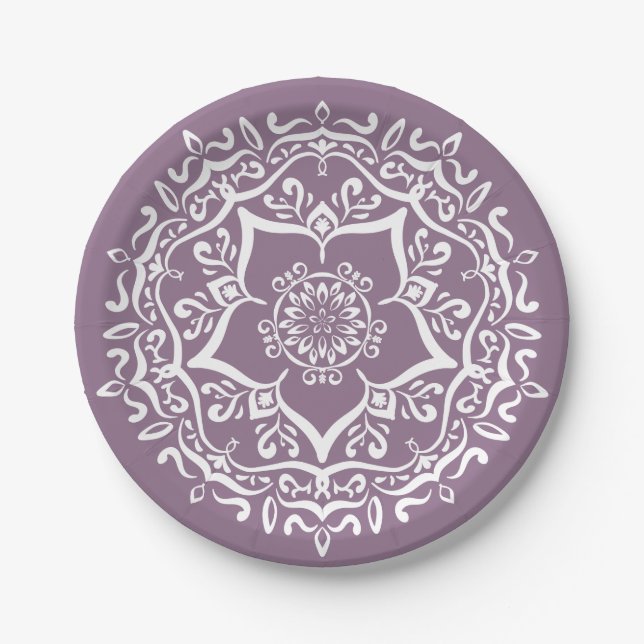 Wisteria Mandala Pappteller (Vorderseite)