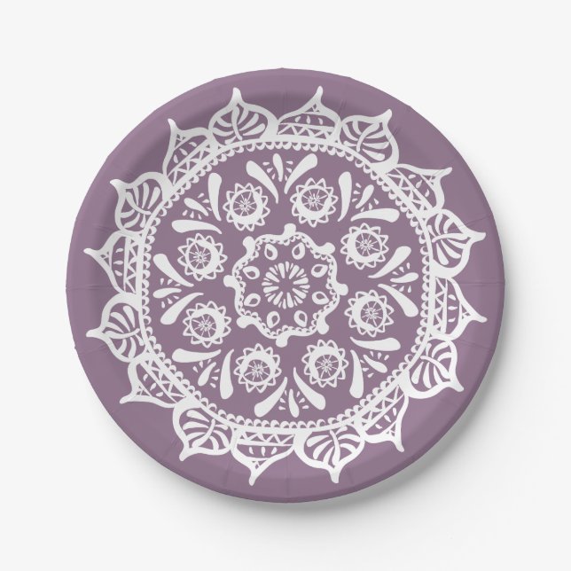 Wisteria Mandala Pappteller (Vorderseite)