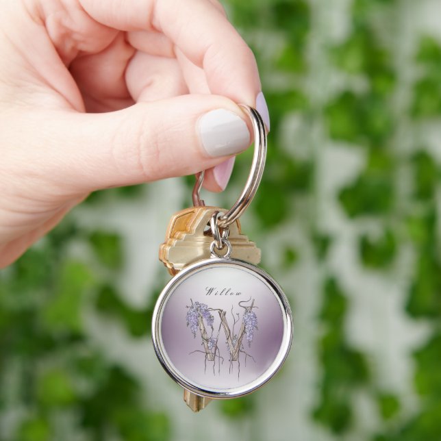Wisteria Monogram 'W' Personalisiert Schlüsselanhänger (Hand)