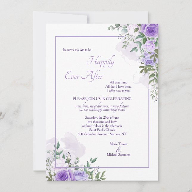 Wisteria Niemals zu spät Hochzeit Einladung (Vorderseite)