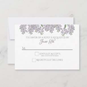Wisteria peinte mariage RSVP avec choix de repas