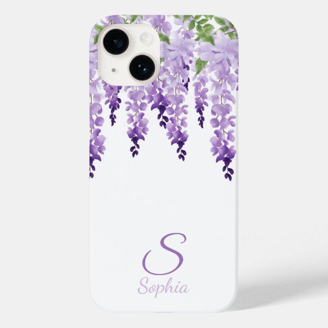 Wisteria Personalisiert Name Monogram Case-Mate iPhone 14 Hülle (Rückseite)