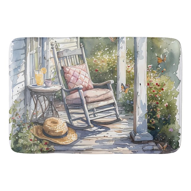 Wisteria Porch Rocking Chair Szene Badematte (Vorderseite)