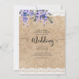 Wisteria Purple Blumen Hochzeitssaussehen Einladung